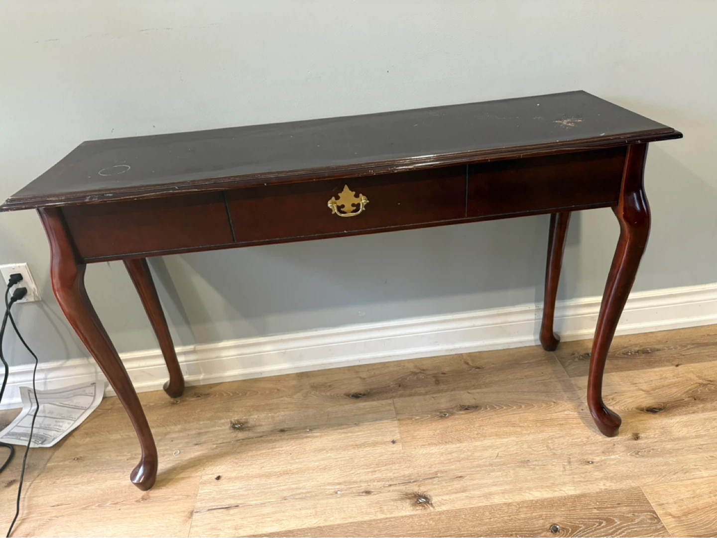 Dark Wood Console Table with Drawer
