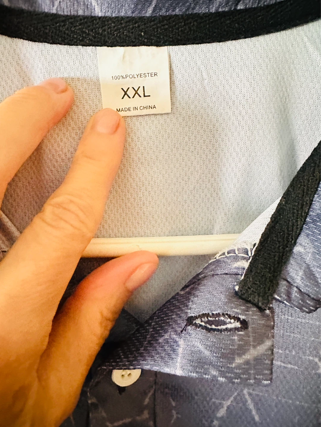 Men's Short Sleeve Polo Shirt - Blue Hexagon Pattern - Size XXL - photo 3
