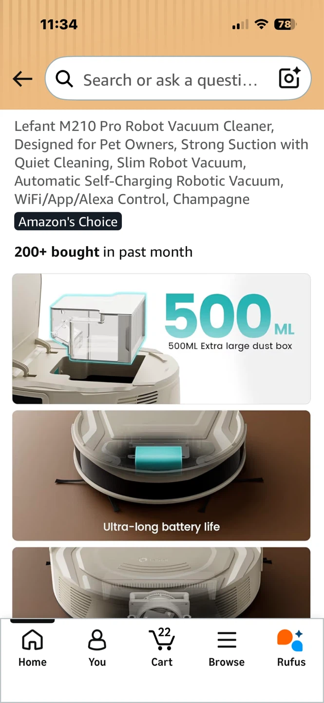 Lefant M210 Pro Robot Vacuum Cleaner - Champagne - photo 4