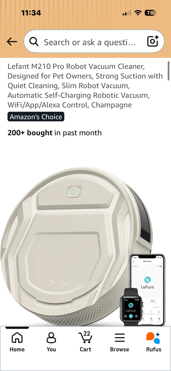 Lefant M210 Pro Robot Vacuum Cleaner - Champagne - photo 2