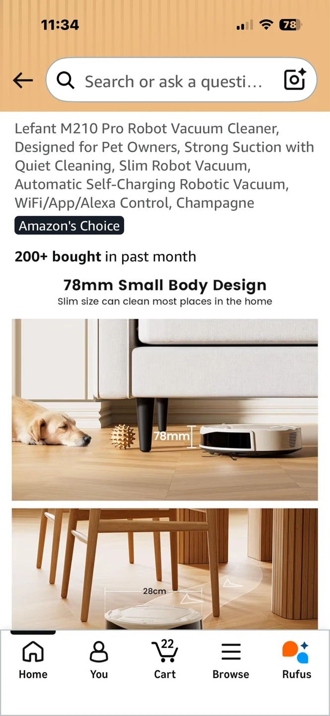 Lefant M210 Pro Robot Vacuum Cleaner - Champagne - photo 3