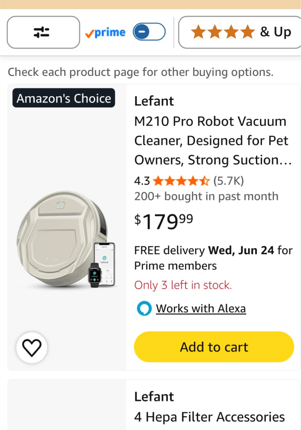 Lefant M210 Pro Robot Vacuum Cleaner - Champagne