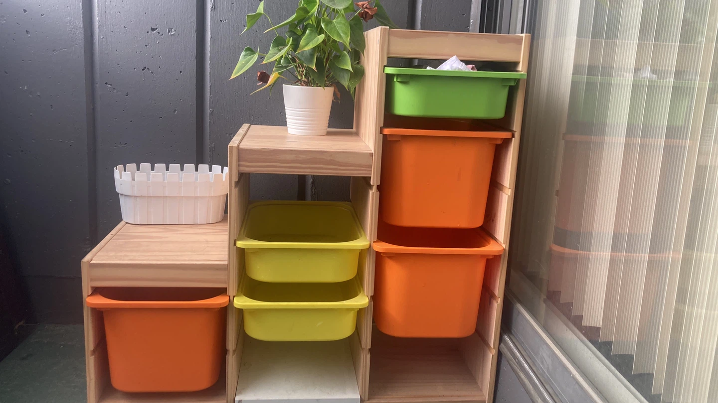 Wooden Storage Unit with Bins/ Toy Organizer/ Toy Storage (ikea)