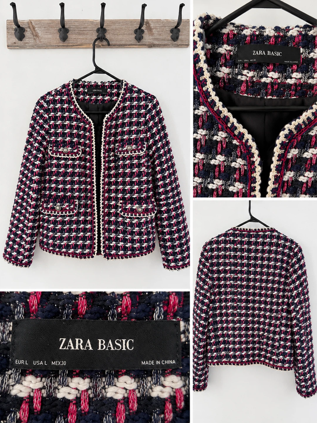 Zara Basic Tweed Jacket - Size L