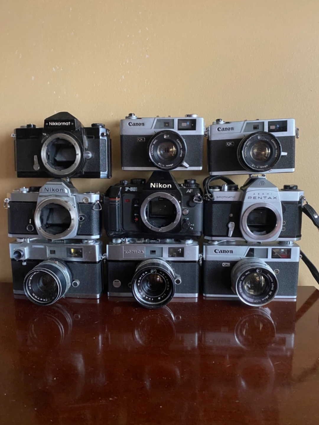9 Assorted Vintage Film Cameras and Lenses