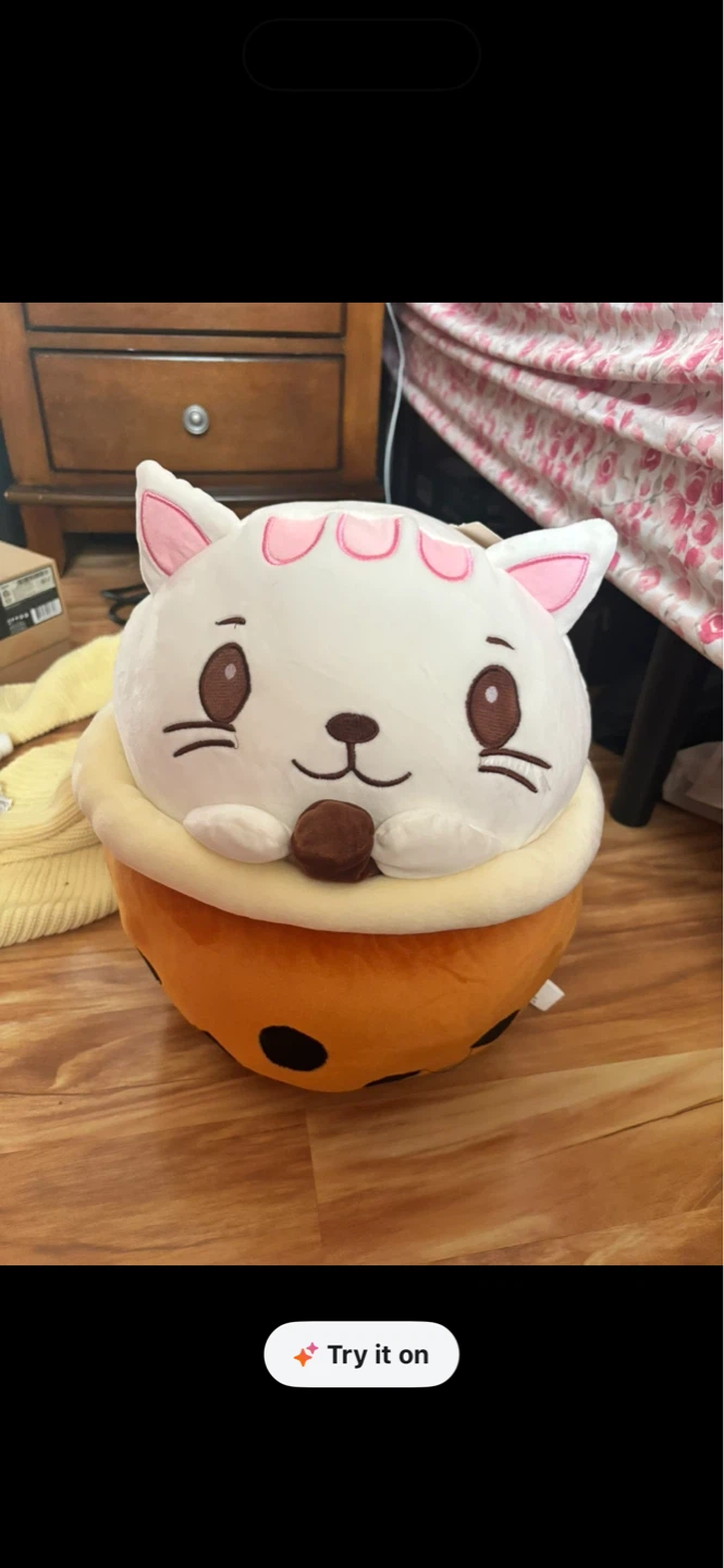 Rumi Life White Cat Boba Tea Plush
