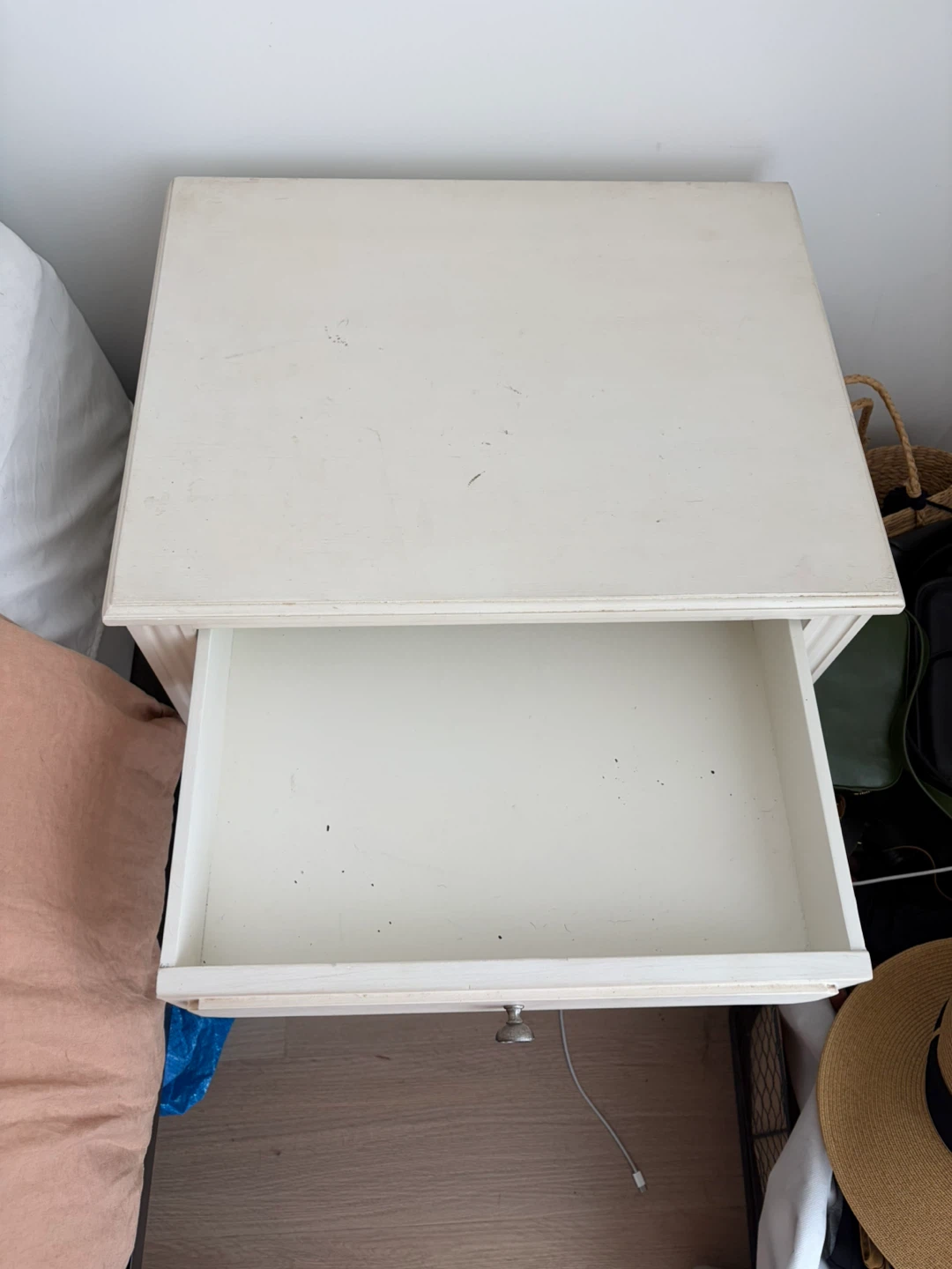 White Nightstand with Drawer - photo 3