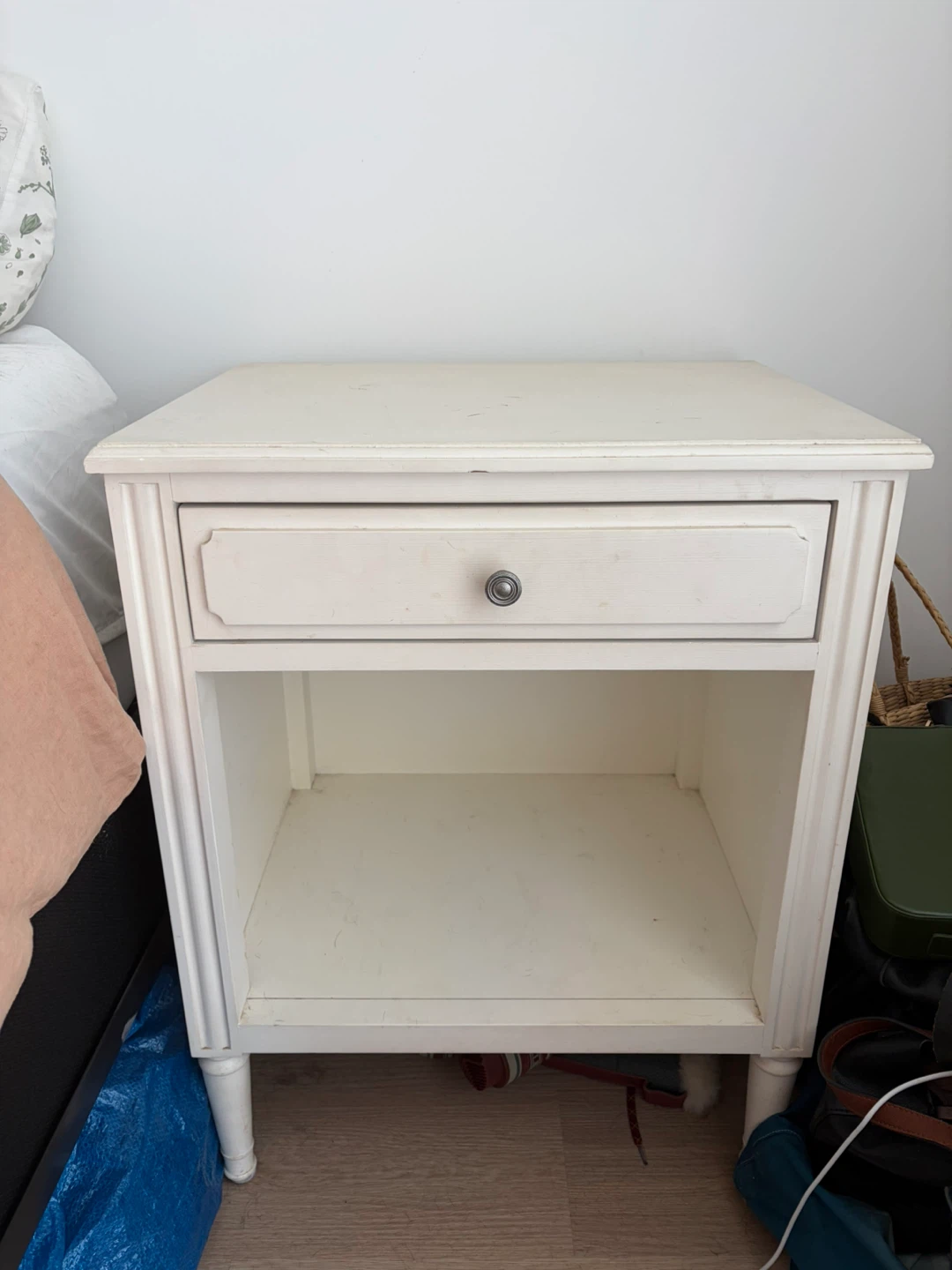 White Nightstand with Drawer