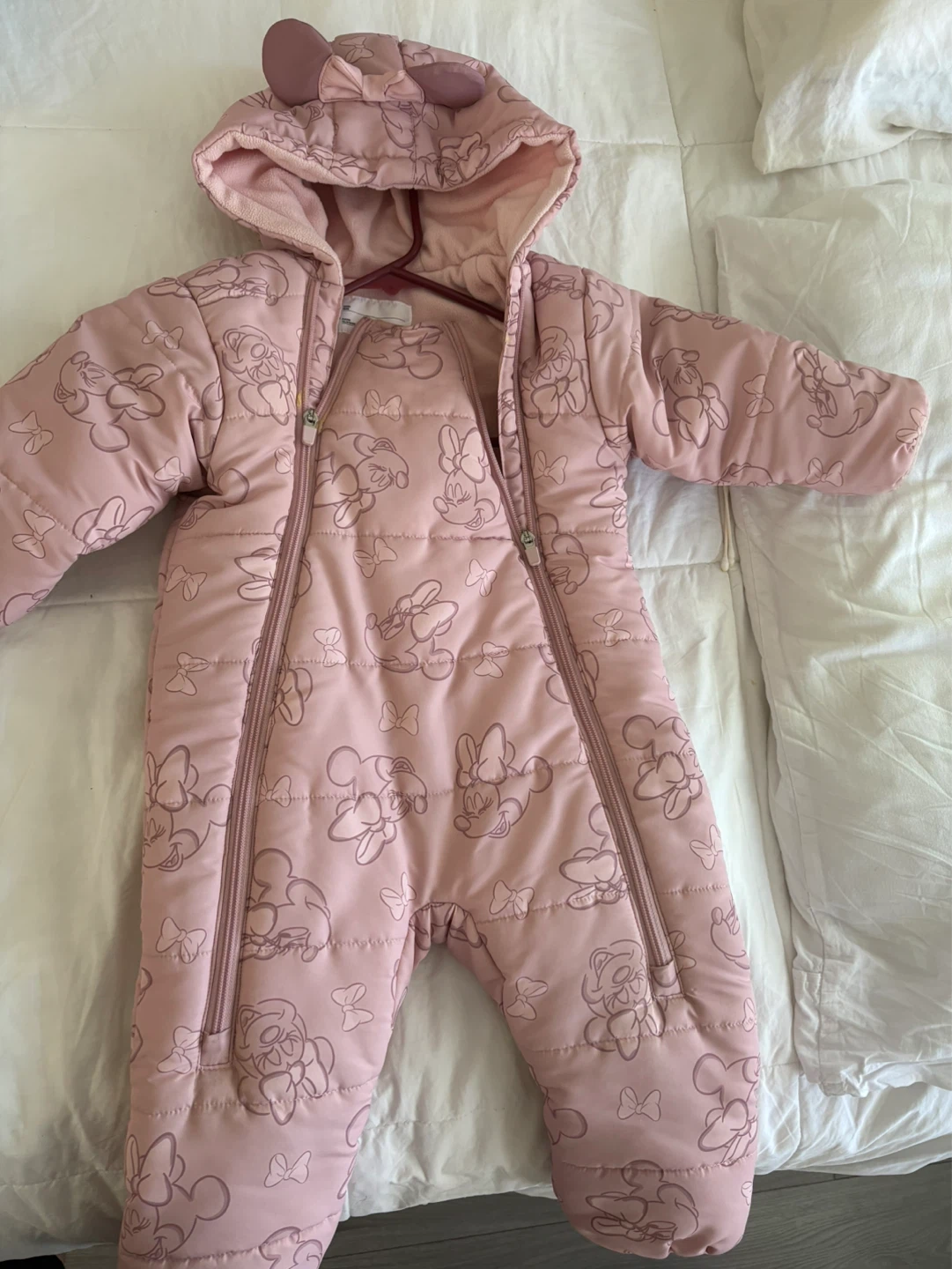 Pink Minnie Mouse Puffer Snowsuit