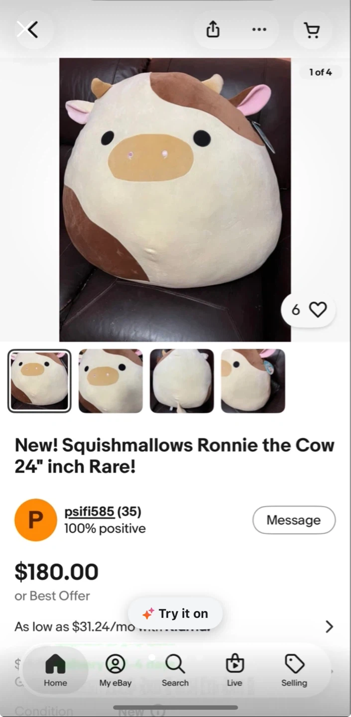 New Squishmallows Ronnie the Cow 24" Plush