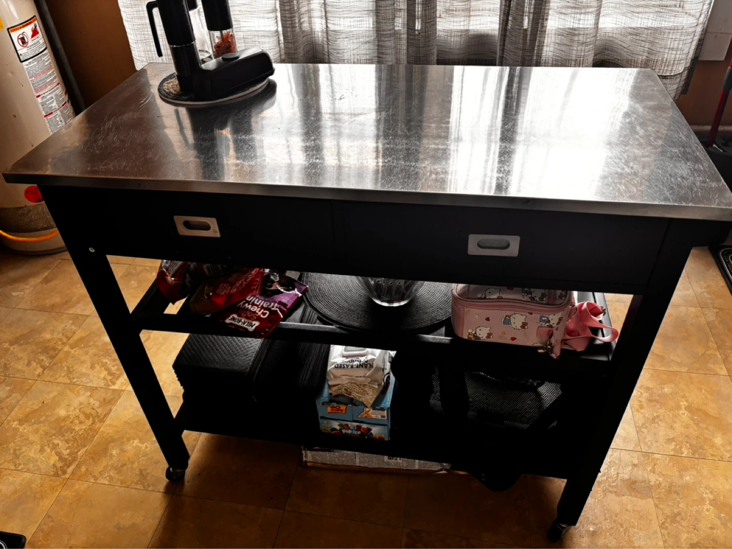 Stainless Steel Kitchen Cart with Drawers and Shelves