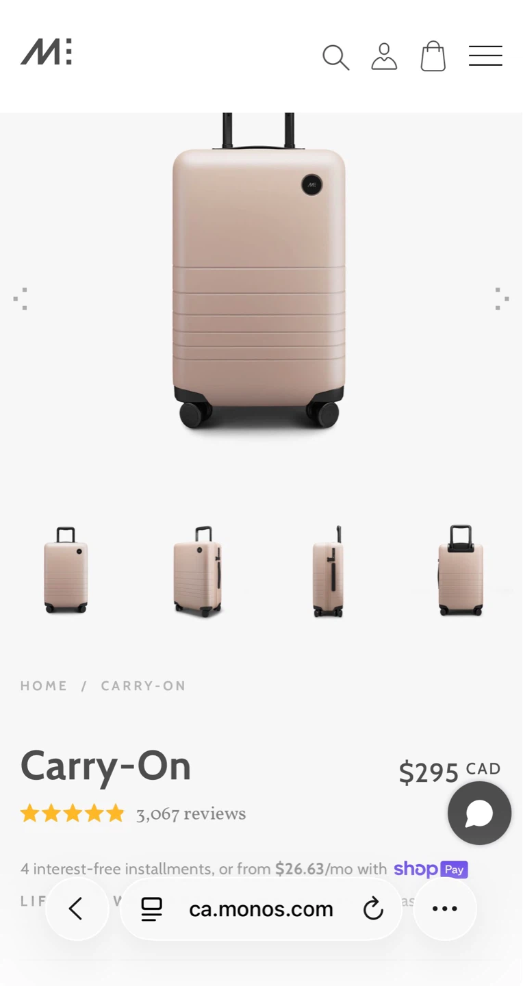 Monos Carry On Luggage - Rose quartz colour - photo 2