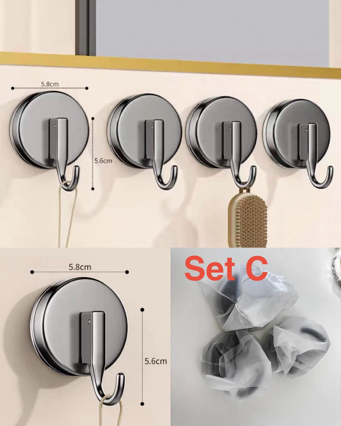 Brand New Multi-Style Hanging Hooks Set (Adhesive & Suction) - photo 4