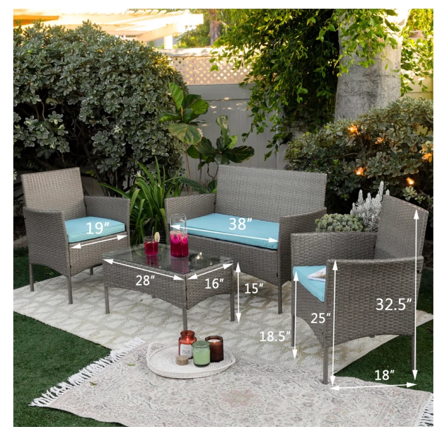 Alyonna Gardens 4 Piece Wicker Patio Set