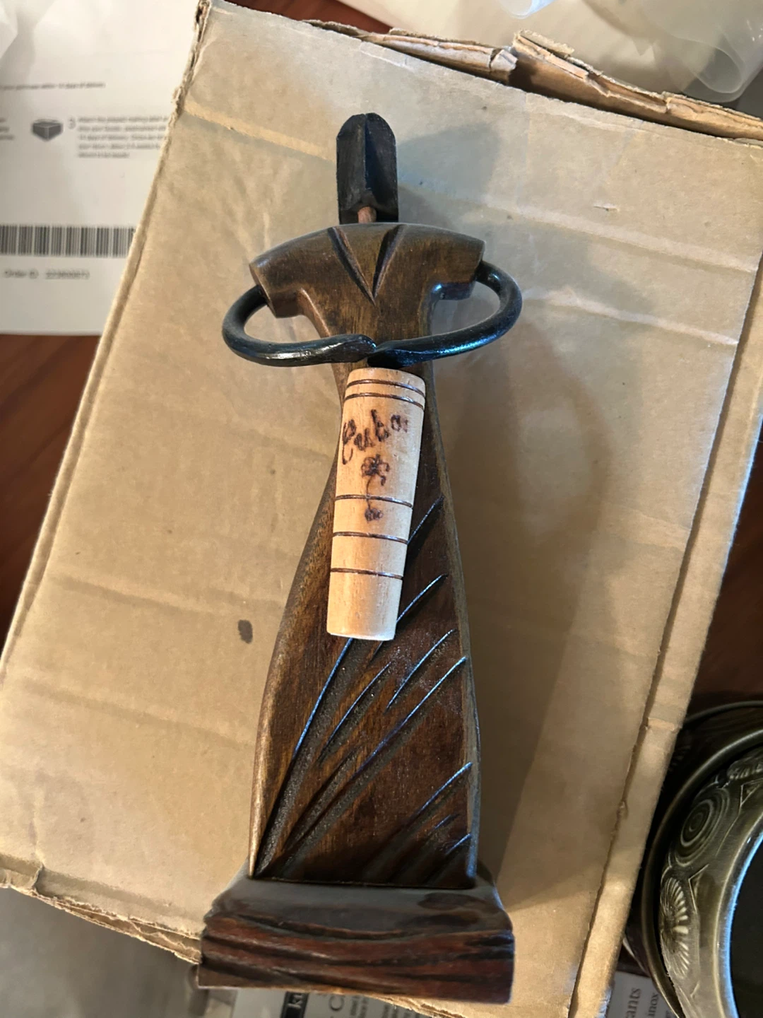 Wooden Decorative Figurine with "Cuba" Engraving