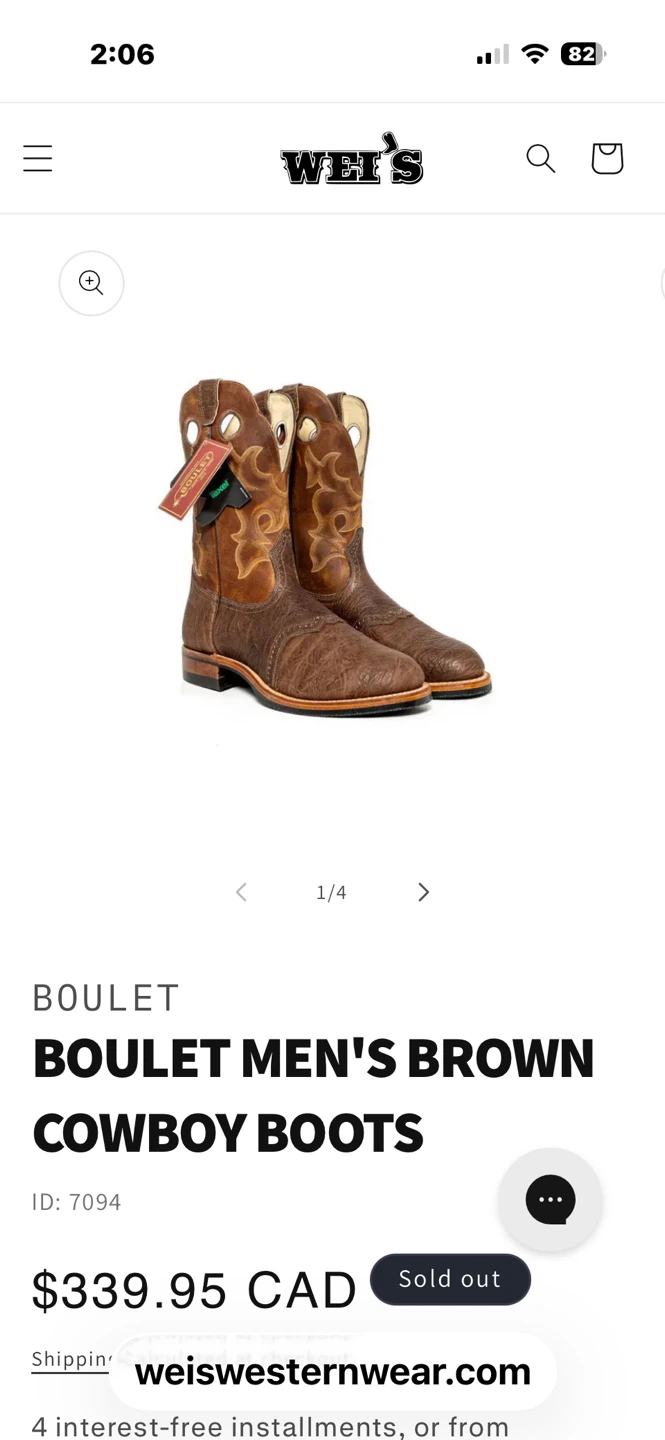 Boulet Men's Brown Cowboy Boots