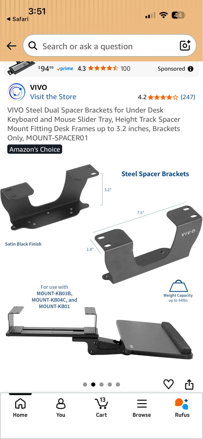 Keyboard and mouse slider tray for under desk mount. - photo 2
