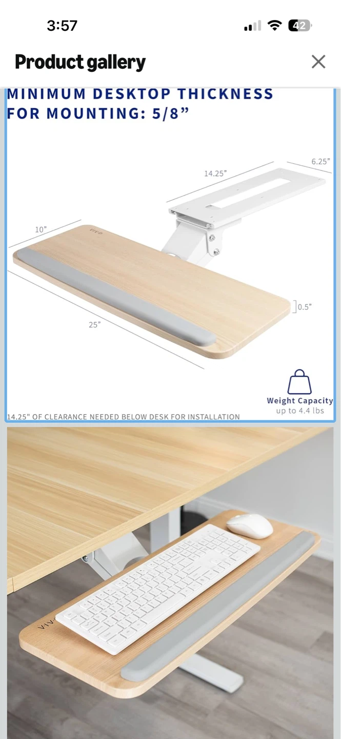 Keyboard and mouse slider tray for under desk mount. - photo 5