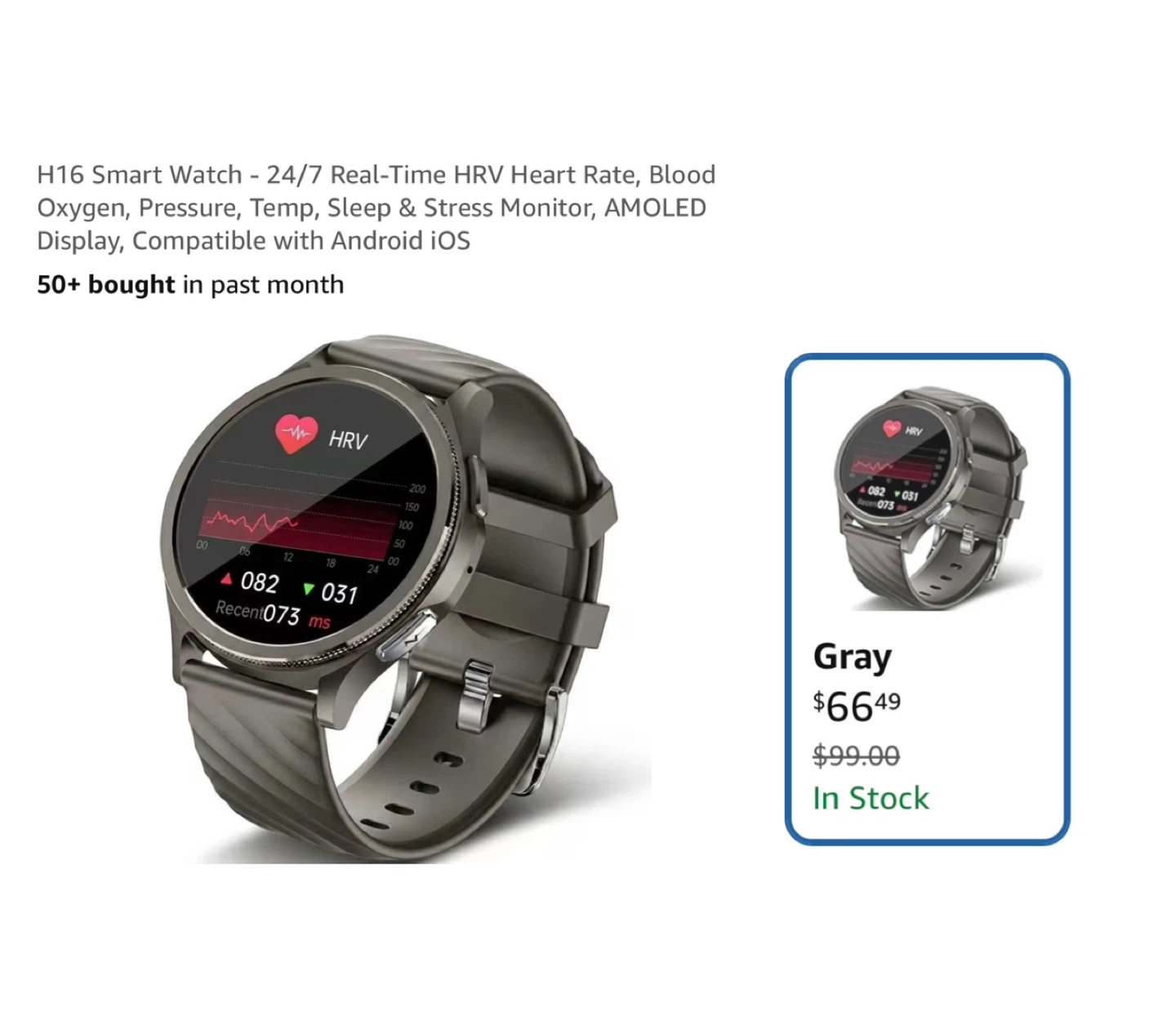 Brand new H16 Smart Watch - 24/7 Real-Time