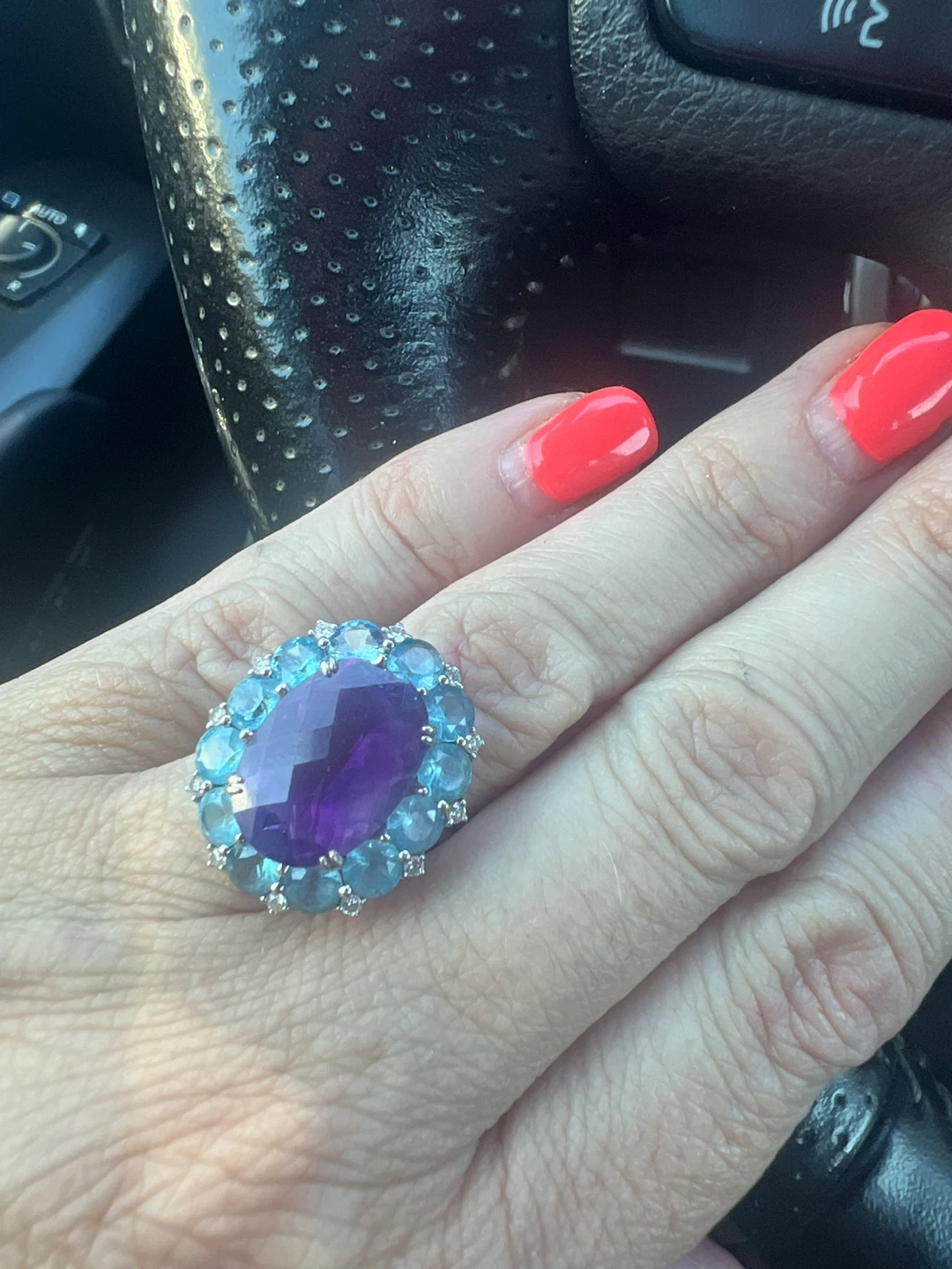 14 k Amethyst and Aquamarine Statement Ring - photo 4
