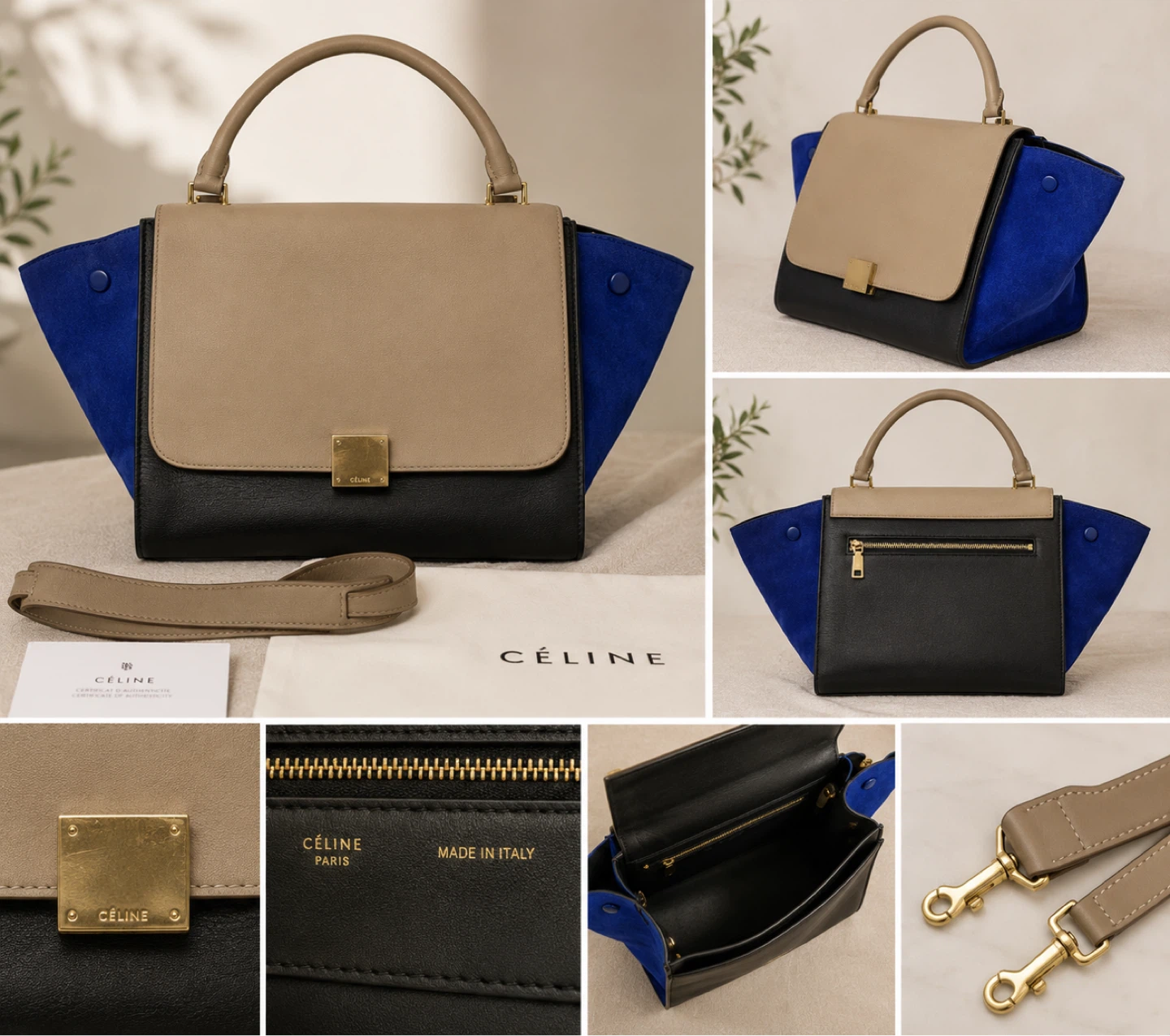 Rush Sale! Celine Trapeze Handbag - Blue and Beige