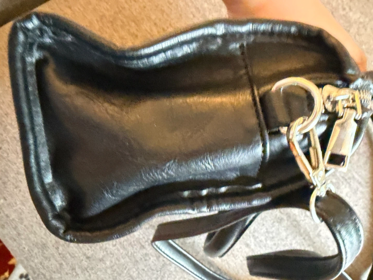 Black Faux Leather Mini Satchel Handbag - photo 4