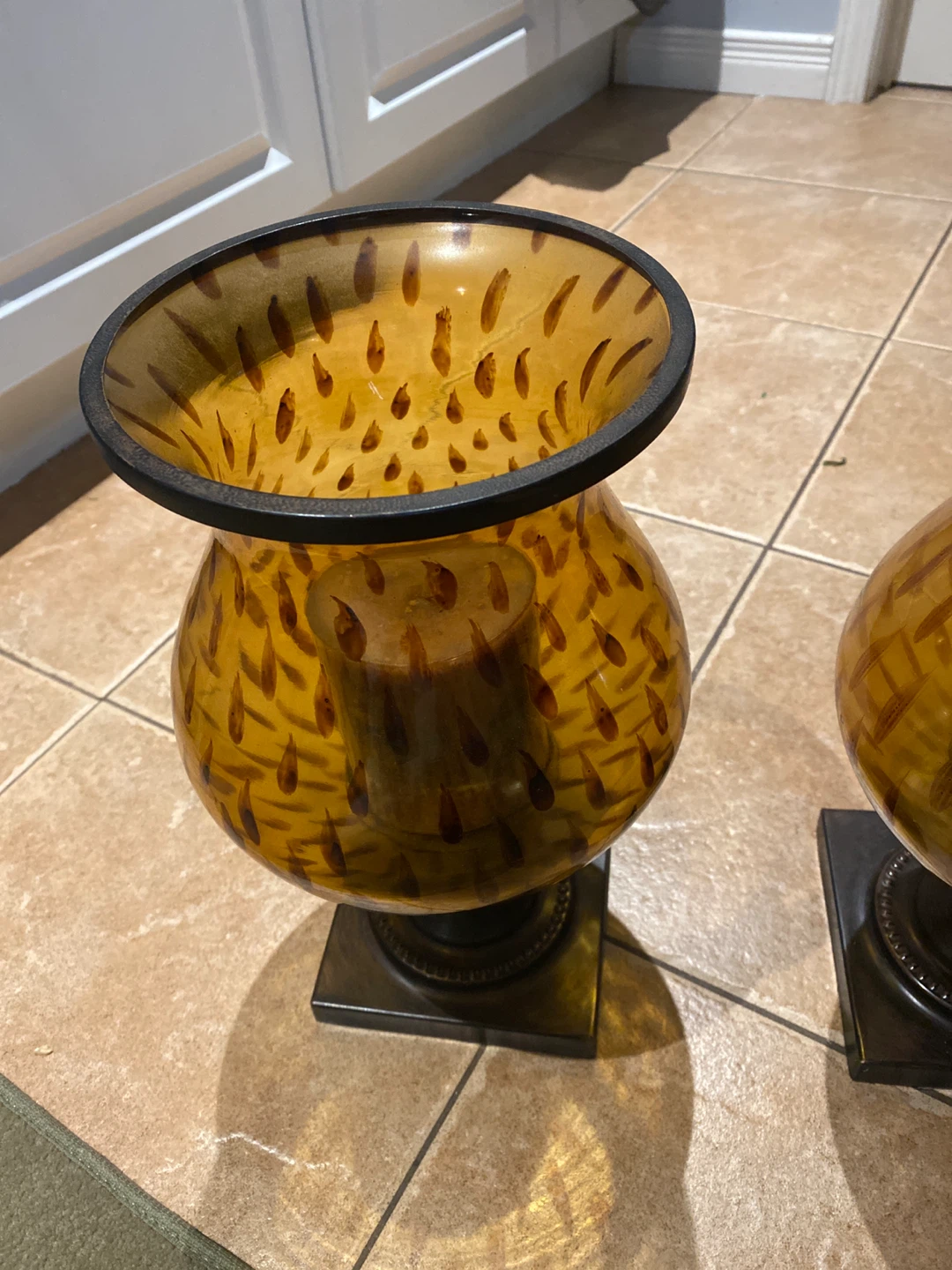 Glass Hurricane Candle Holders (Set of 2)