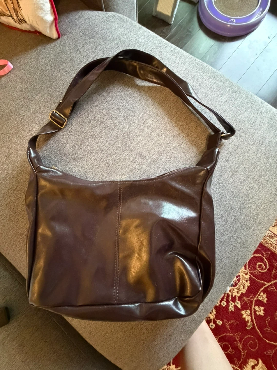 Brown Faux Leather Shoulder Bag - photo 2