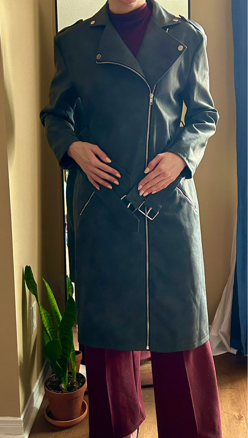 PrettyLittleThing Black Faux Suede Belted Trench Coat