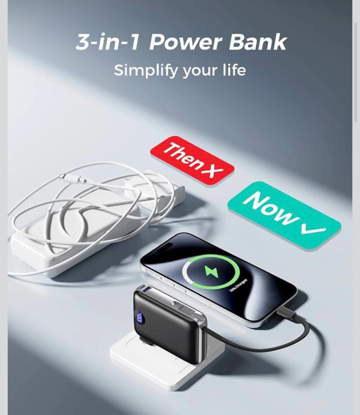10000mAh Power Bank with Built-in AC Plug - photo 2
