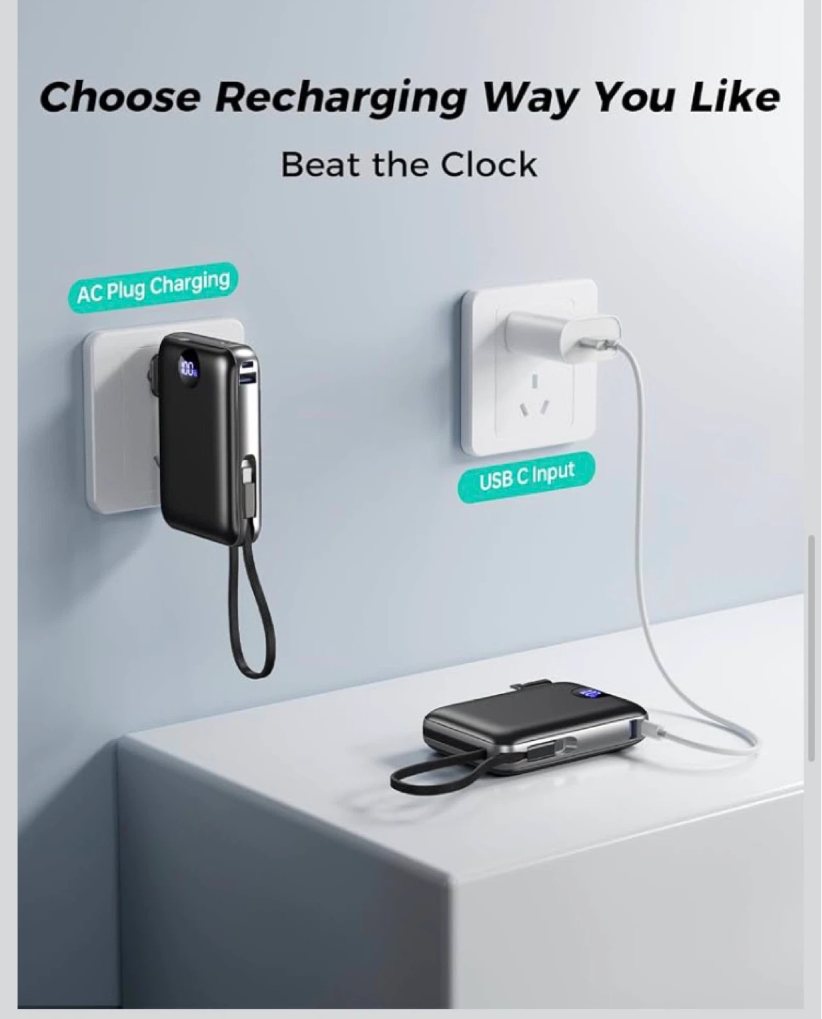 10000mAh Power Bank with Built-in AC Plug - photo 4