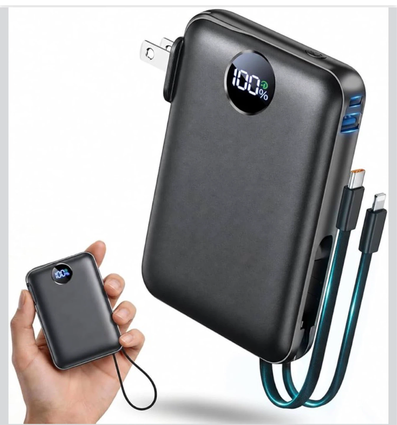 10000mAh Power Bank with Built-in AC Plug