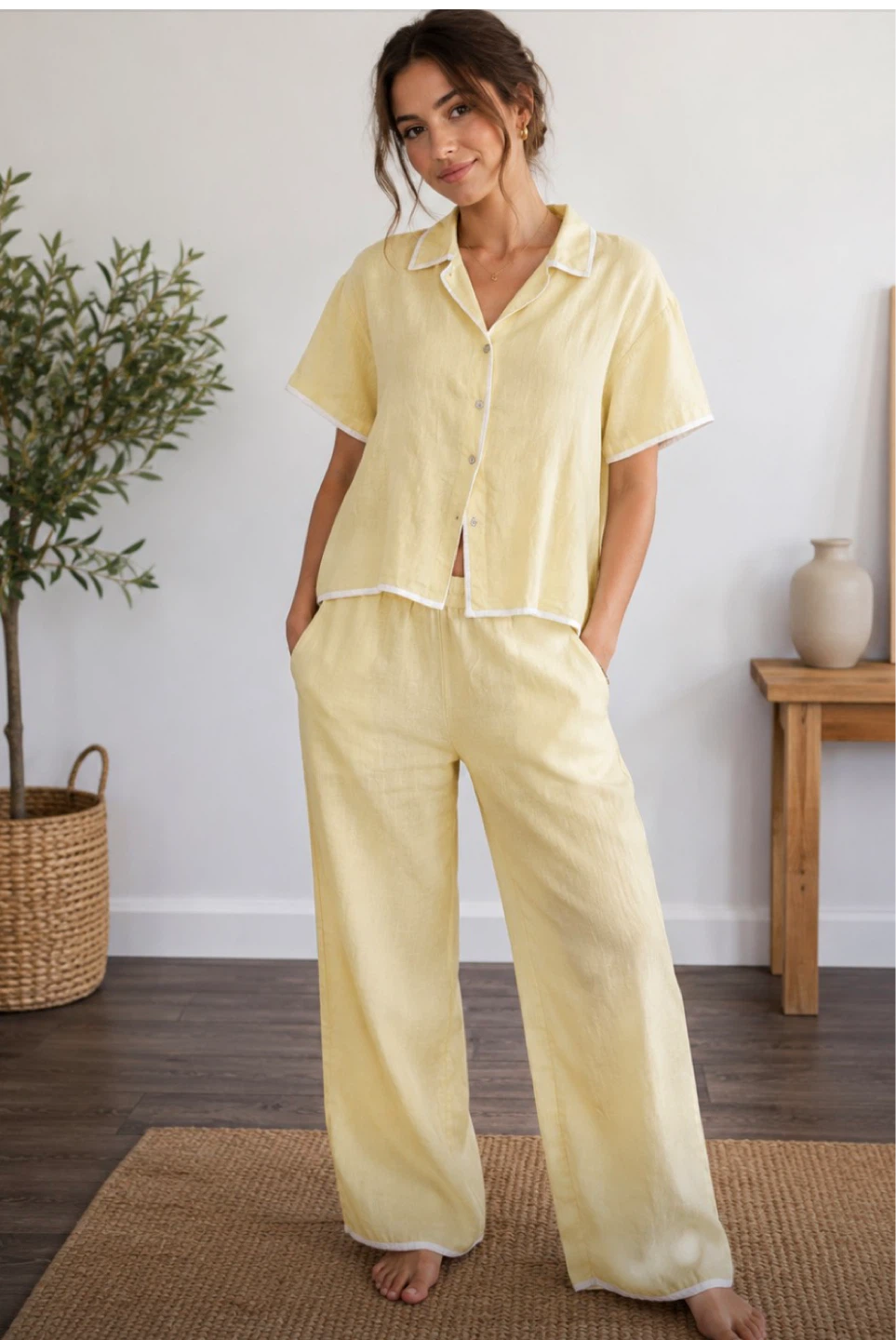 C&C California Yellow 100% Linen Lounge Set
