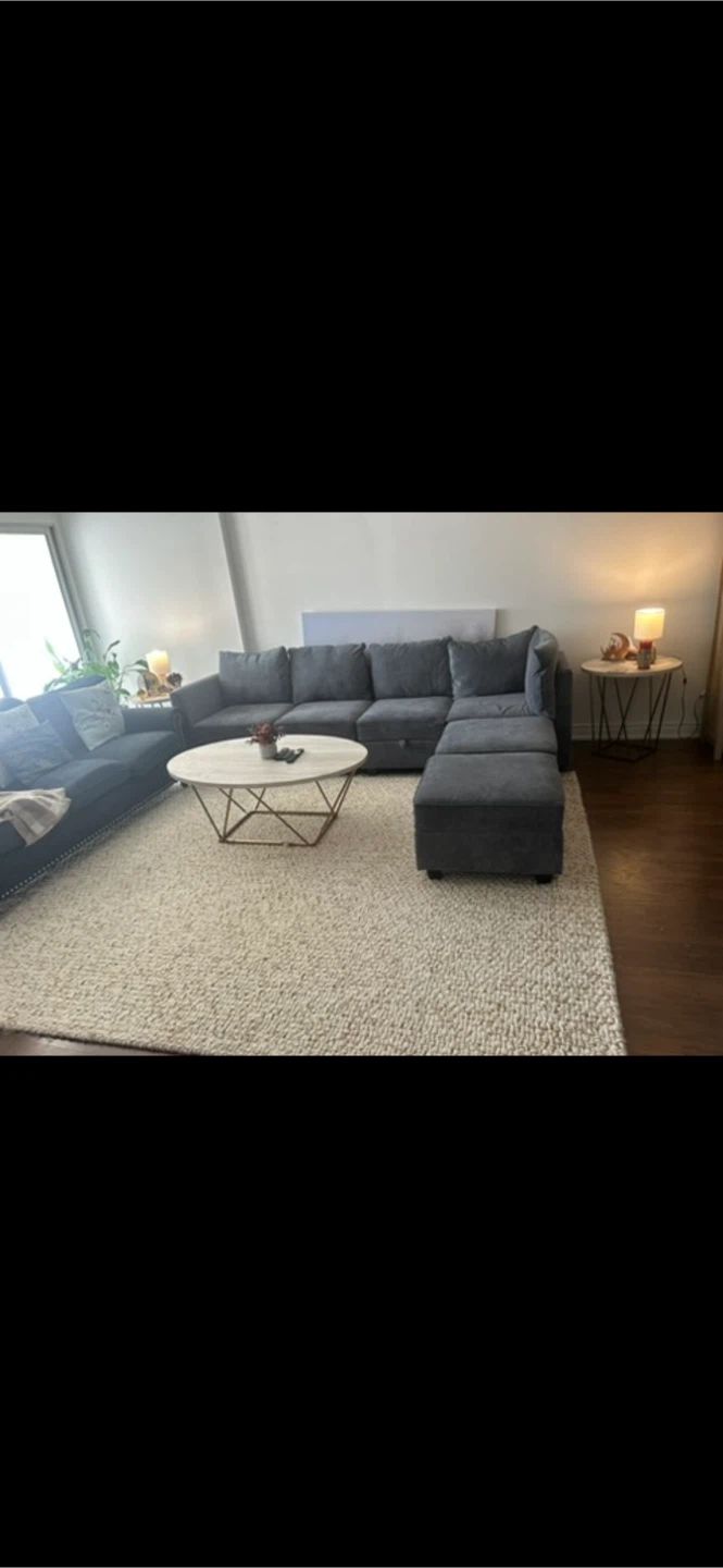 Grey Sectional Sofa with Ottoman