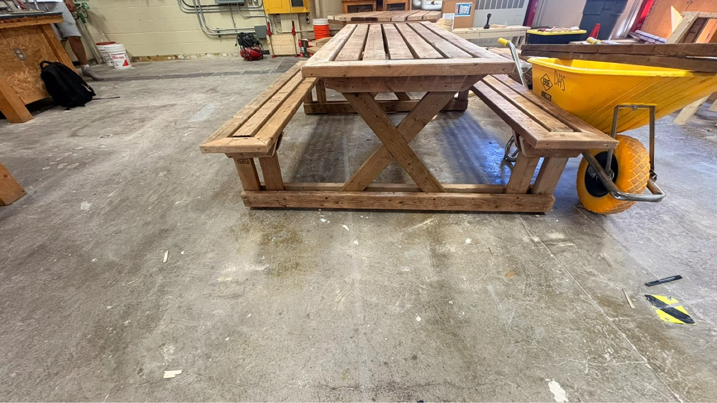 Rustic Wooden Picnic Table with Benches - photo 4