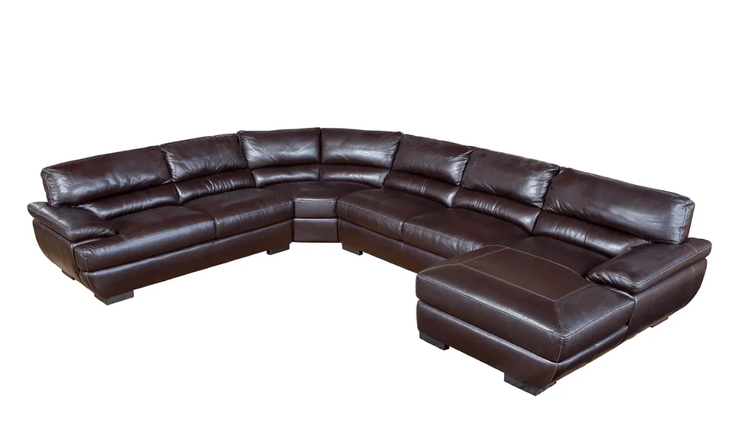Cindy Crawford Collection Brown Leather Sofa - 6 seats