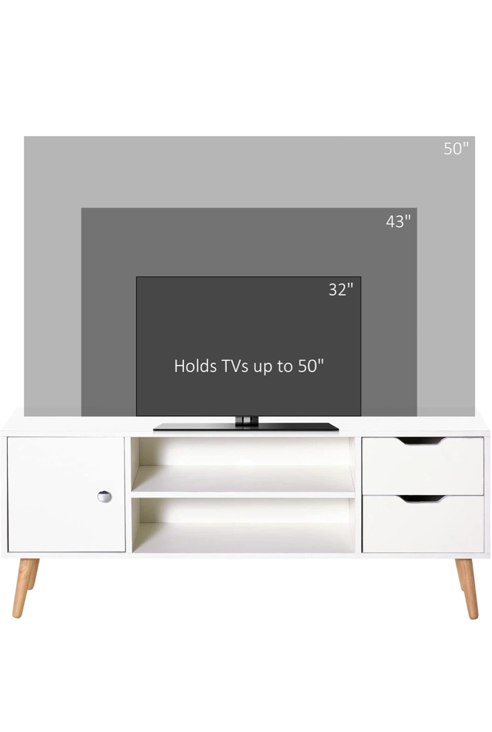 White TV Stand with Storage - Holds up to 50" TVs - photo 4