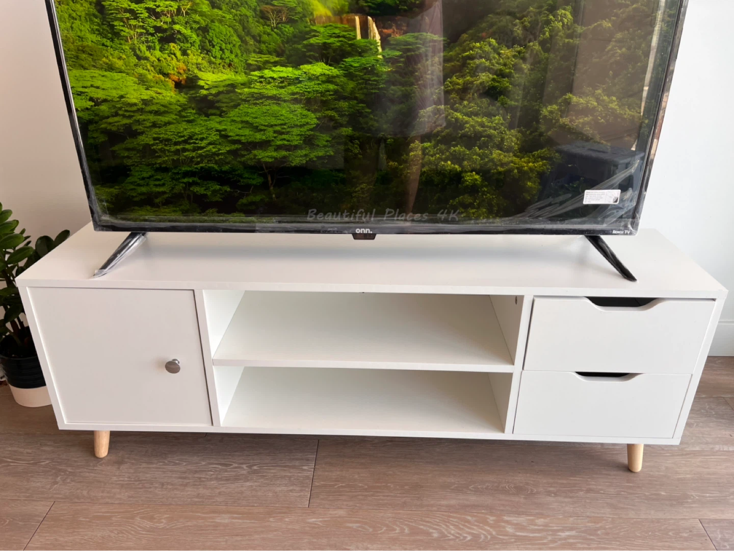 White TV Stand with Storage - Holds up to 50" TVs - photo 2
