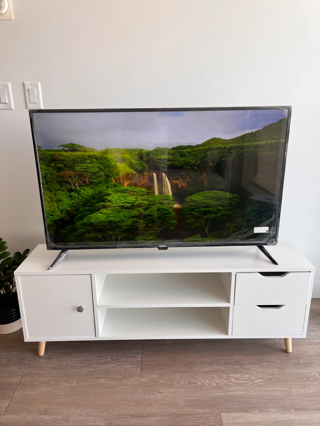 White TV Stand with Storage - Holds up to 50" TVs