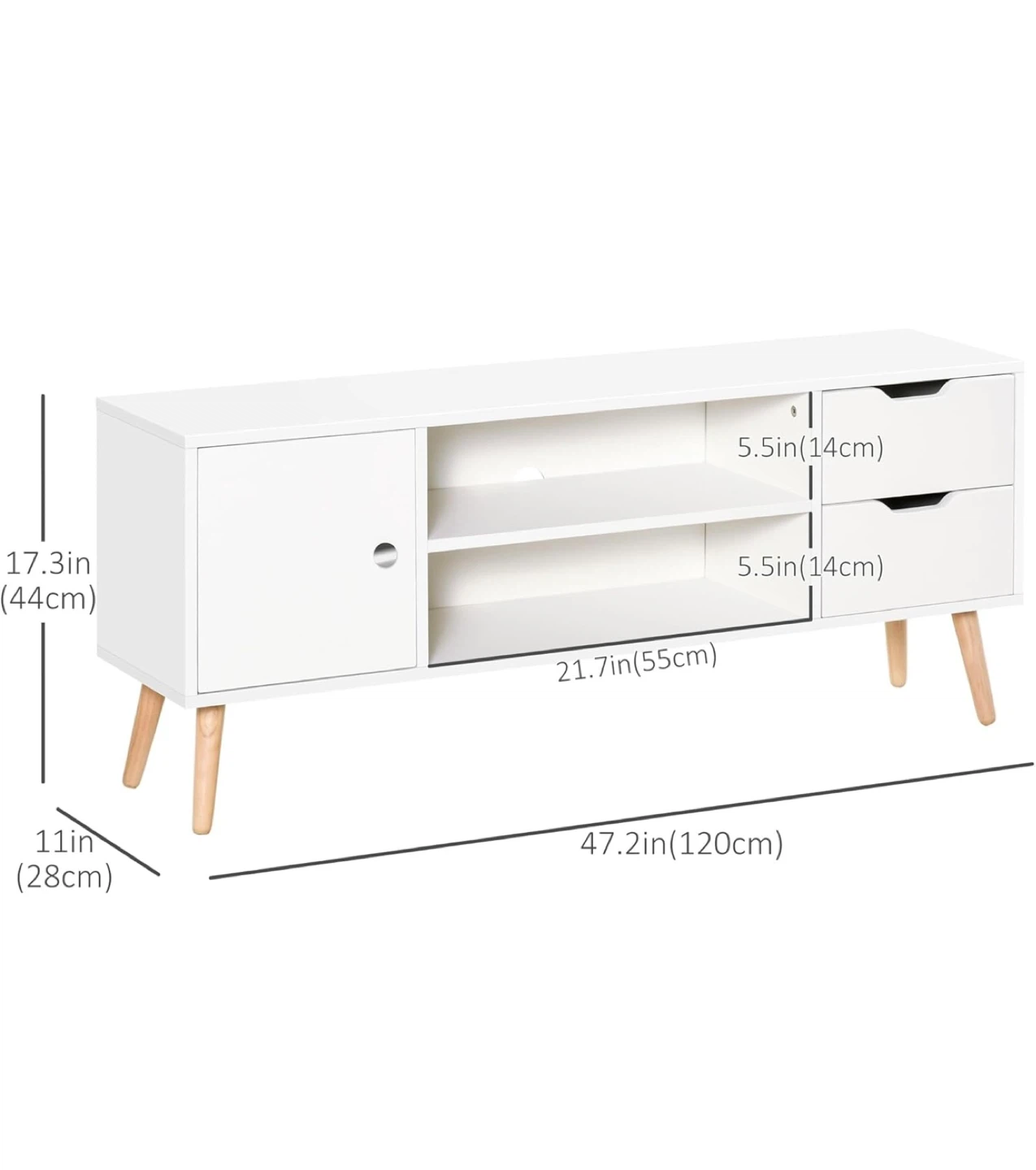 White TV Stand with Storage - Holds up to 50" TVs - photo 3