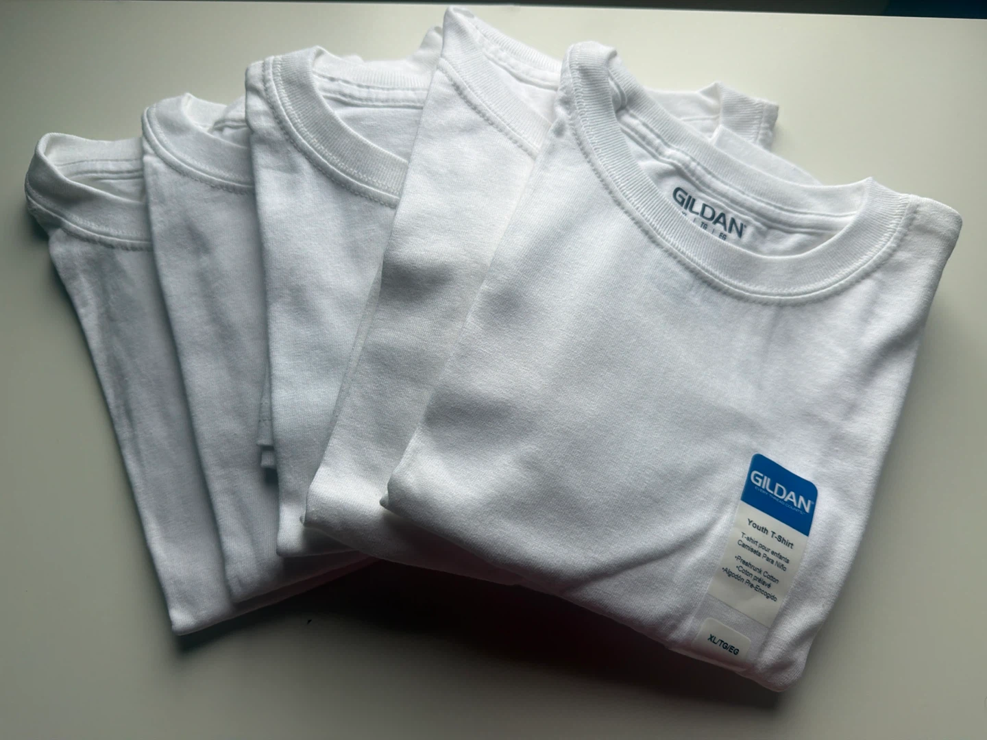 Gildan Youth T-Shirts - XL/TG/EG - White (5 Pack)