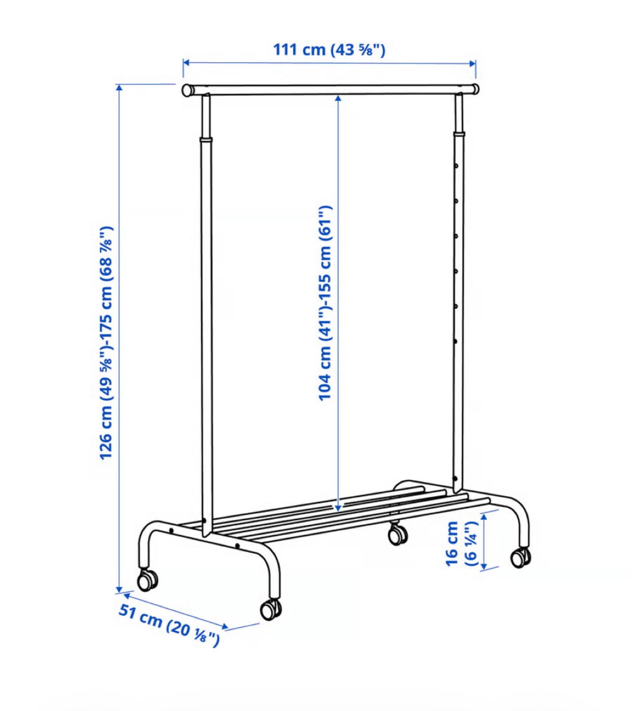 IKEA-White Rolling Clothes Rack - photo 3