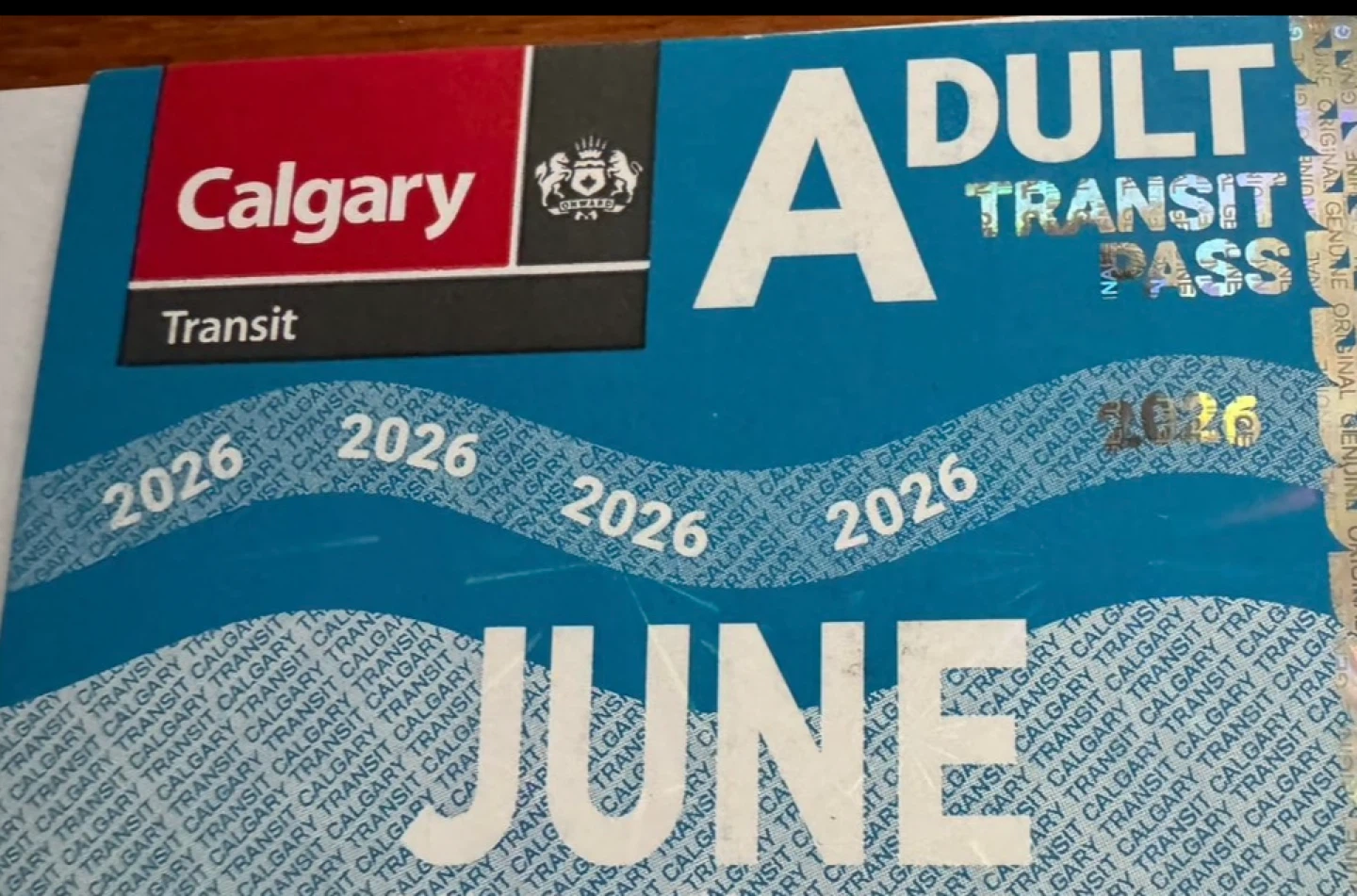 Calgary Transit June 2026 Adult Monthly Pass