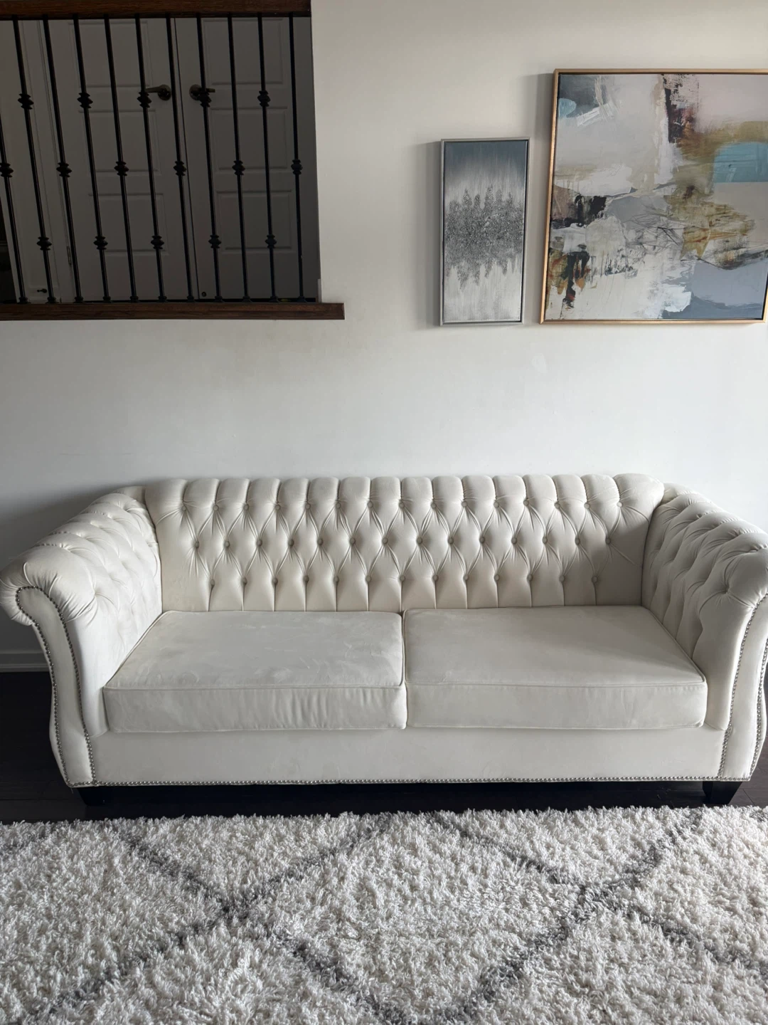 Tufted Cream Sofa - photo 2
