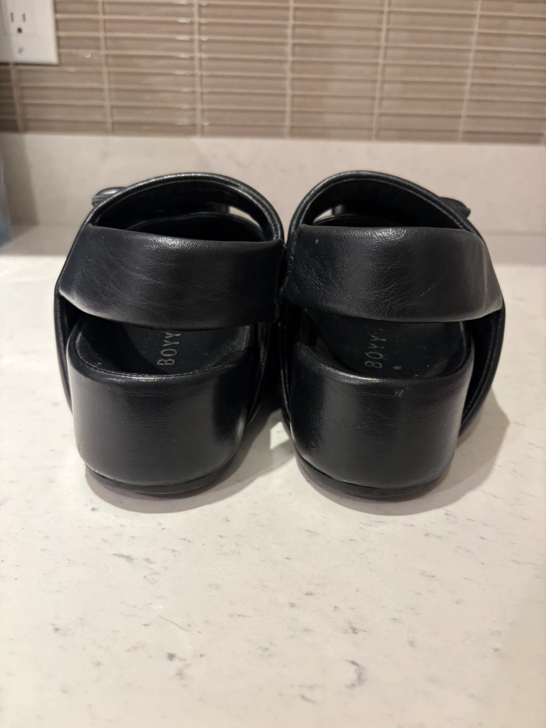 Women's Black Lambskin Chunky Sandals - photo 3