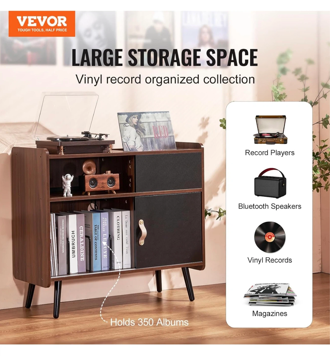 Record Player Stand with Storage - photo 5