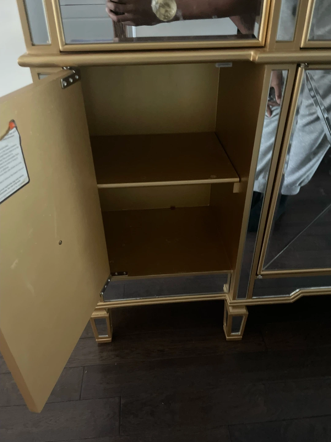 Mirrored Gold Buffet/Sideboard with Cabinet and Drawers