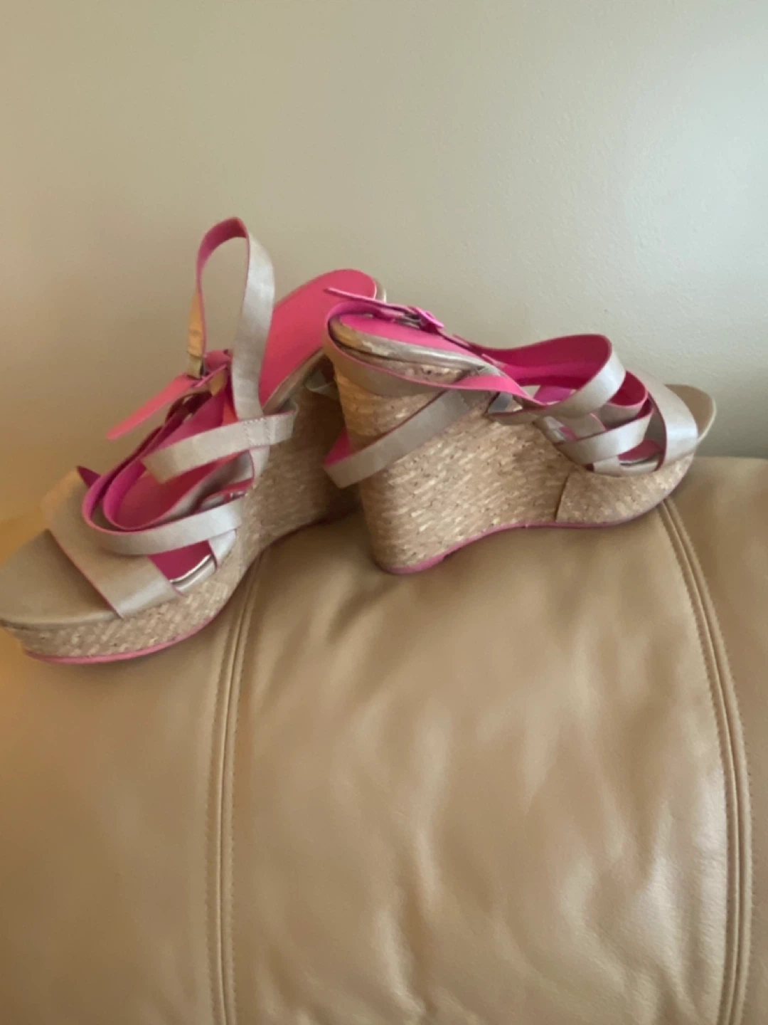Women's Pink & Tan Wedge Sandals - photo 2