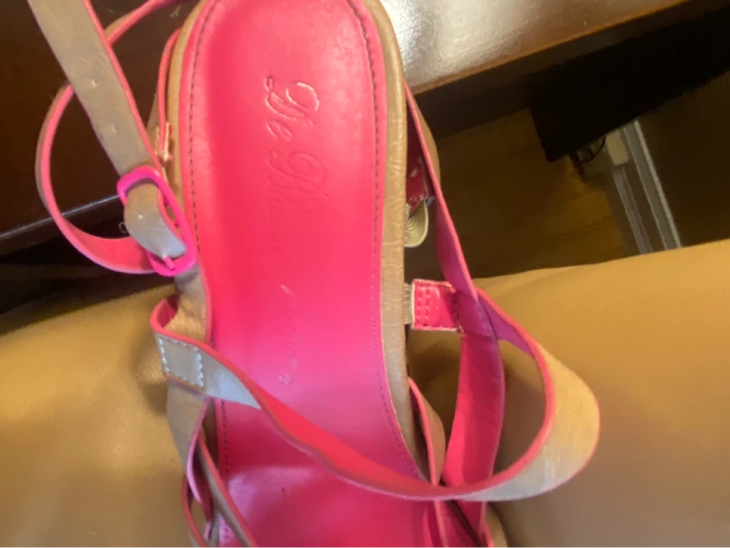 Women's Pink & Tan Wedge Sandals - photo 3