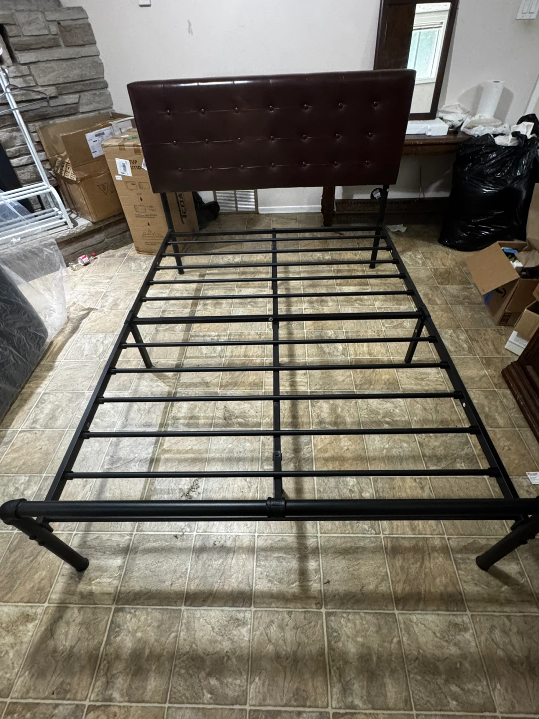 Full metal bed frame with headrest &. Full mattress - photo 2